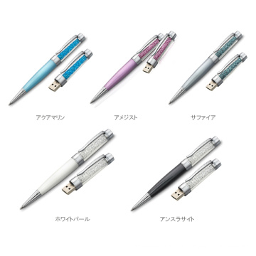 Рекламные USB флэш-накопитель Кристалл Шариковая ручка флэш-память с изготовленным на заказ Логосом